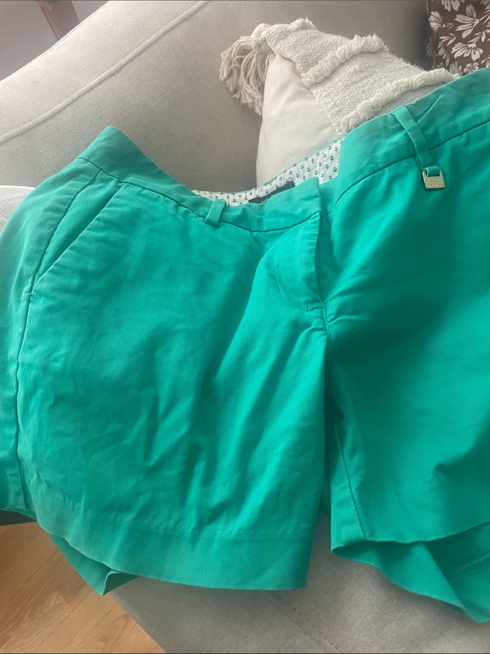Nautica Women's Teal Shorts with Belt Loop Detail